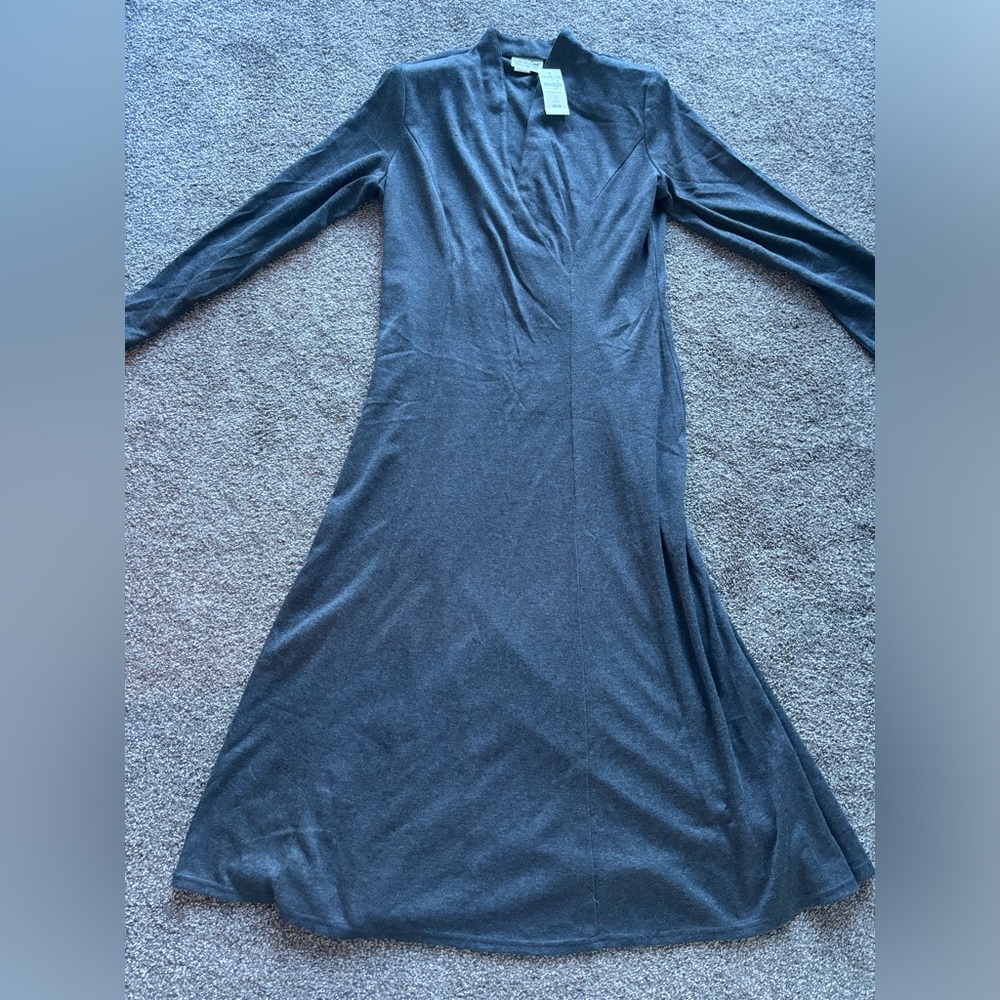 Vintage Coldwater Creek Charcoal Long Sleeve Dress